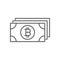 Bitcoin Paper Money Thin Line Symbol Icon Design