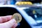 Bitcoin payment a taxi for a fare using cryptocurrency