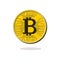 Bitcoin. Physical bit coin. Digital currency. Cryptocurrency. Golden coin with bitcoin symbol isolated on white background.