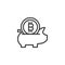 Bitcoin piggy bank outline icon