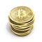 Bitcoin Pile of coins 3D isometric Physical bit coin in gold Digital currency Cryptocurrency Golden coins with symbol isolated on