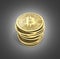 Bitcoin Pile of coins 3D isometric Physical bit coin in gold Digital currency Cryptocurrency Golden coins with symbol isolated on