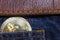 Bitcoin pocket blue jeans brown belt
