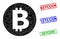 Bitcoin Polygonal Icon and Distress Bitcoin Simple Stamp Seals