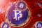 Bitcoin Private crash, bubble. Bitcoin Private BTCP cryptocurrency coins in a bubbles on the binary code background