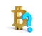 Bitcoin with question mark on a white background 3D illustration, 3D rendering