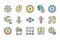 Bitcoin related color line icon set.