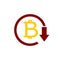 Bitcoin rotation icon.idea of Bitcoin that is negative