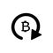 Bitcoin rotation icon with sparkle effect.