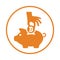 Bitcoin, savings, invest, investment icon. Orange vector sketch.