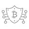 Bitcoin secure thin line icon. Security vector illustration isolated on white. Shield outline style design, designed for