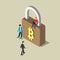 Bitcoin security transaction payment flat 3d vector isometric