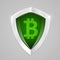 Bitcoin shield concept. Cryptography currency sign.