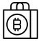 Bitcoin shop bag icon outline vector. Making earn