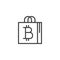 Bitcoin shopping bag outline icon