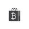 Bitcoin shopping bag vector icon