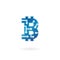 Bitcoin sign icon. Blue cryptocurrency logo. Vector blockchain symbol.