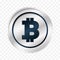 Bitcoin sign. Isolated vector illustration on transparent. Blockchain technology, crypto currency symbol. Virtual money icon for