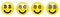 Bitcoin smiley emoticon. Yellow 3d emoji with black and white btc symbols in place of eyes.