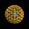 Bitcoin sphere contains of gold coins. Technological financial sign. Golden business