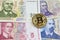 Bitcoin on a stack of Bulgarian Lev