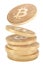 Bitcoin staking concept. Stack of bitcoins, 3D rendering