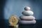 Bitcoin and stone pyramid