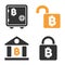 Bitcoin Storage Lock Vector Icon Set
