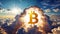 Bitcoin Symbol Among Clouds