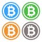 Bitcoin symbol illustration in 4 colors.