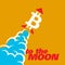 A bitcoin symbol like a rocket