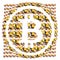 Bitcoin symbol and many miners digital illustration