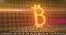 Bitcoin symbol over binary coding against grid lines