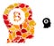 Bitcoin Thinking Autumn Collage Icon with Fall Leaves