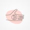 Bitcoin token on the hand - vector illustration