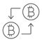 Bitcoin transaction thin line icon, money