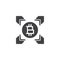 Bitcoin transfer arrows vector icon