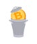 Bitcoin in Trash can. Coin price fall. Cryptocurrency price Downgrade. Business concept in crypto exchange