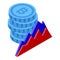 Bitcoin treasury graph icon, isometric style