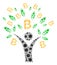 Bitcoin Tree Man Covid Virus Collage Icon with Infection Items