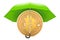 Bitcoin under green umbrella, protection and safety concept. 3D