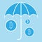 Bitcoin under umbrella. Safety cryptocurrency illustration