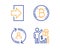 Bitcoin, User info and Login icons set. Seo statistics sign. Cryptocurrency coin, Update profile, Sign in. Vector