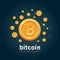 Bitcoin vector crypto currency background. Bit coin digital finance blockchain banner