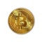 Bitcoin. Vector realistic shiny gold bitcoin with a Shadow. Golden digital cryptocurrency coin. Electronics finance money symbol.