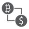 Bitcoin vs dollar glyph icon, finance and money