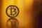 Bitcoin wallet. Golden Bit Coin virtual cryptocurrency or blockchain technology. Gold Crypto currency BTC Bitcoin on