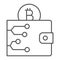 Bitcoin wallet thin line icon, money and finance
