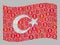 Bitcoin Waving Turkey Flag - Collage with Bitcoin Currency Symbols