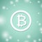 Bitcoin white symbol. Bit coin banking system. Crypto currency technology.